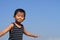 Japanese boy under the blue sky