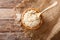 Japanese bread crumbs Panko in a bowl on the table. Horizontal t