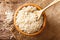 Japanese breadcrumbs Panko for breading in a bowl on a table close-up. horizontal top view