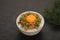 Japanese Breakfast: Natto with egg on rice