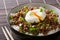 Japanese breakfast: stewed beef Soboro with egg benedict, rice a