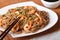 Japanese buckwheat soba noodles with shrimp horizontal