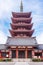 Japanese Buddhist five-storeyed pagoda at Senso-ji Temple