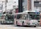 Japanese buses moving in Kyoto streets