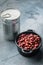 Japanese canned food ingredient, sweet red bean, on gray background