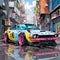 Japanese car tuning Bosozoku, graffiti poster art illustration, AI Generated