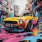 Japanese car tuning Bosozoku, graffiti poster art illustration, AI Generated