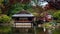 Japanese ceremonial house in a garden in Belgium