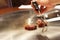 Japanese chef preparing Kobe beef at a restaurant