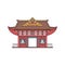 Japanese or chinese pagoda pavilion gate sketch vector illustration isolated.