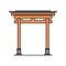 Japanese or chinese palace gateway, cartoon sketch vector illustration isolated.