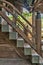 Japanese classic architecture of wooden stairway to a shrine