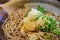 Japanese Cold buckwheat noodle with shredded radish in cold noodle sauce.