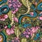 Japanese colorful vintage seamless pattern