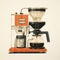 Japanese Contemporary Orange Coffee Machine With Black Gears