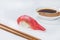 Japanese cuisine. Appetizing tuna and rice