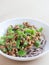 Japanese cuisine, buckwheat noodles with Okura and fermented soybeans called Natto