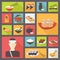 Japanese cuisine, food icons set, flat design