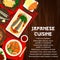 Japanese cuisine menu cover Japan Asian food bowls