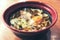 Japanese Cuisine, Ramen noodle soup with egg.