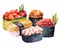 Japanese cuisine sushi set illustration watercolor illustration