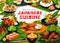 Japanese cuisine vector frame with Asian dishes