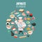 Japanese cuisine. Vector illustration. The Japanese chef.