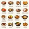 Japanese cuisine vector illustration set