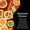 Japanese cuisine vector menu cover, meals of Japan