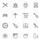 Japanese culture line icons set