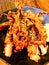 Japanese deep fried squid mixing tempura flour