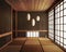 Japanese display Room and tatami mat flooring .3D Render