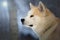 Japanese Dog Akita Inu in the forest