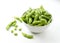 Japanese edamame on a white background