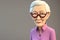 Japanese elderly woman with glasses portrait in 3D render style, Generative AI
