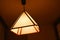 Japanese electric lamp hanging on ceiling room in the night