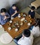 Japanese family dining together with happiness