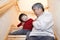 Japanese family, grandfather and great-grandchild,