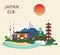 Japanese famous landmarks and tourist attractions in Japan illus