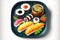 japanese fast food sushi set with rolls and sashimi in plate