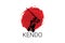 Japanese fencing kendo sport vector line icon. sportman,
