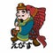 Japanese fisherman god with Japanese word mean Ebisu God`s name cartoon