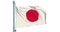 Japanese flag waving on white background, animation. 3D rendering
