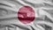 Japanese flag waving in the wind. Close up of Japan banner blowing soft silk