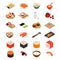 Japanese Food Concept Icons 3d Isometric View. Vector
