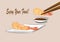 Japanese food deep fried shrimps with sauce (Tempura)