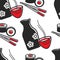 Japanese food and drink green tea and sushi seamless pattern