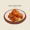 Japanese food,Karaage,Fried chicken japanese style. Hand draw sketch vector