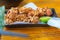 Japanese food Karaage, fried cutted chicken Japanese style food