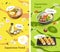 Japanese food menu, promotional banner discounts